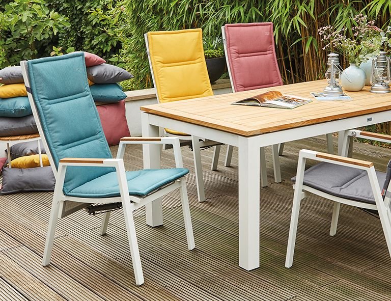 Auflage MUSICA in grau, gartenmöbel, stuhl, tisch, farben, kissen