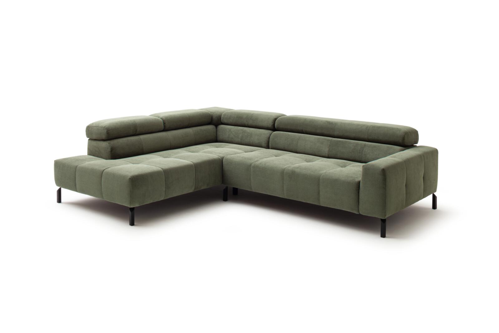 Candy Polsterecke CLEVELAND ca. 219x276cm in Stoff Feincord oliv Candy Polsterecke CLEVELAND ca. 219x276cm in Stoff Feincord oliv, Couch, Mobiliar