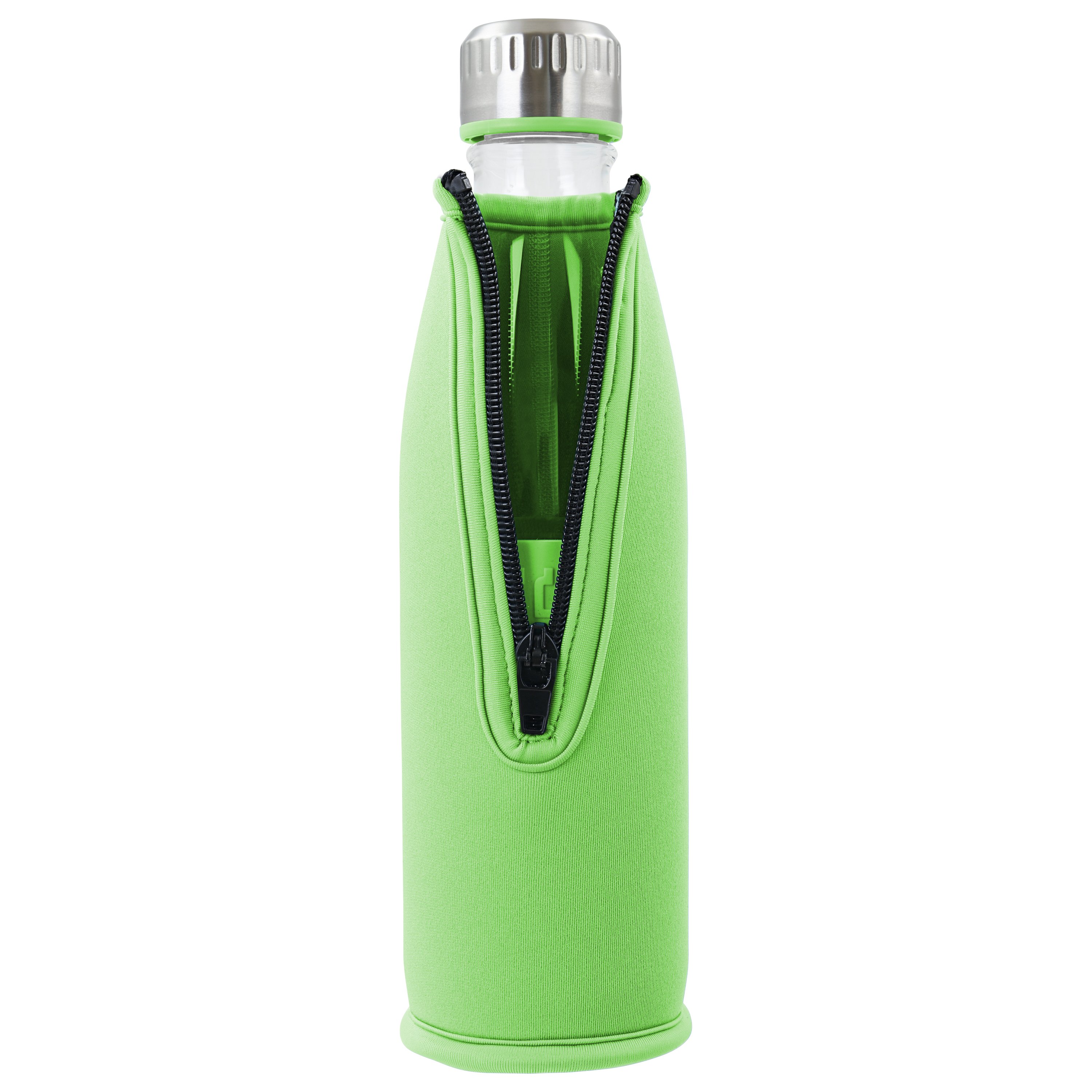boddels Trinkflasche Dree 650ml in Apfelgrün mit Neoprentasche