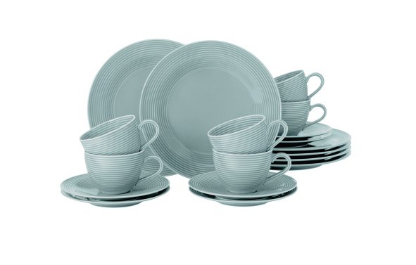 Seltmann Weiden Kaffeeservice 18-teilig BTR Beat 3 Arktisblau , Teller-Set, Geschirr, Tassen, Untertassen, Speiseteller