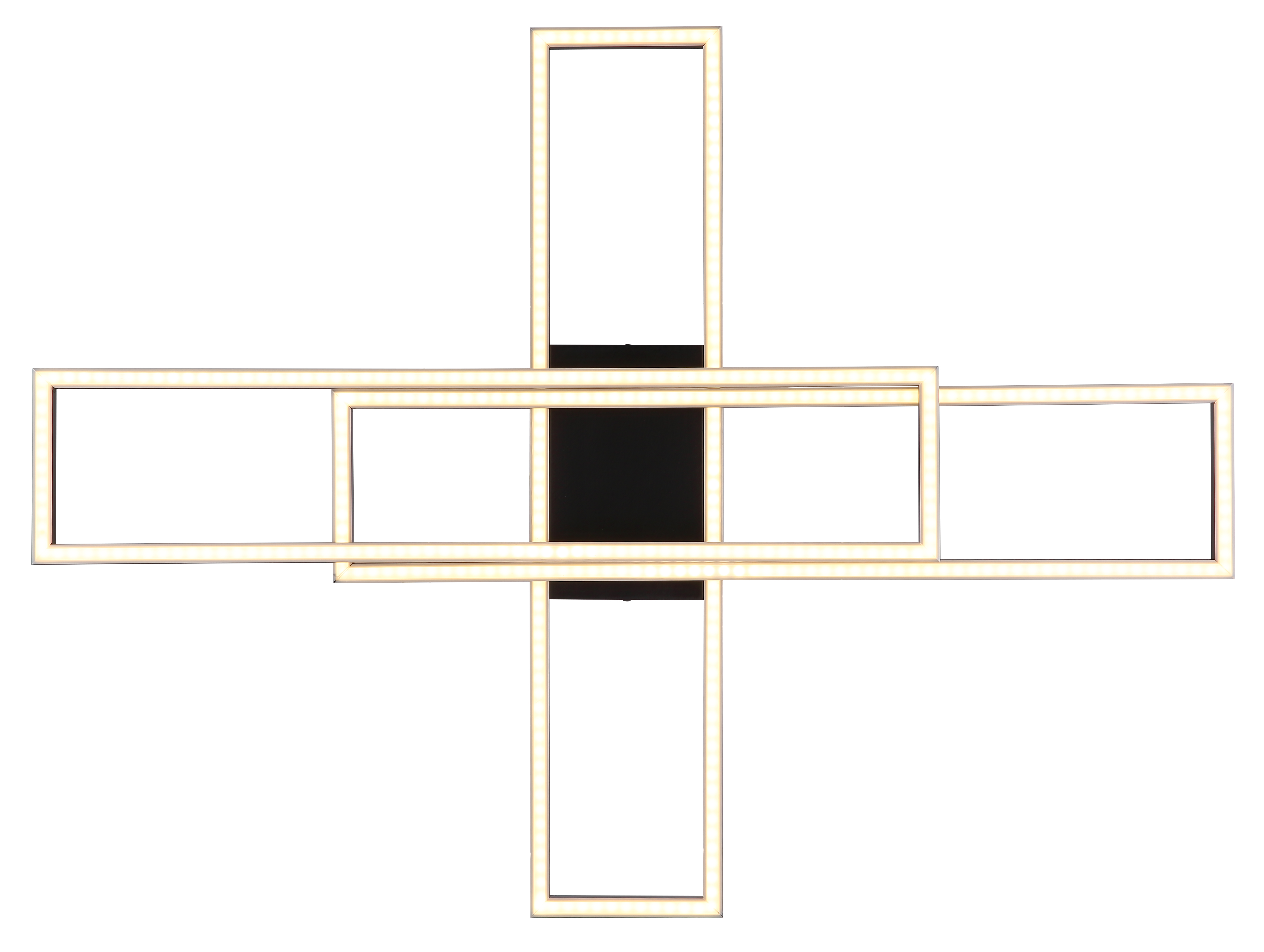 LED-Deckenleuchte in Fb. Schwarz Matt, led-frame, modular, cross, rectangular, black-panel