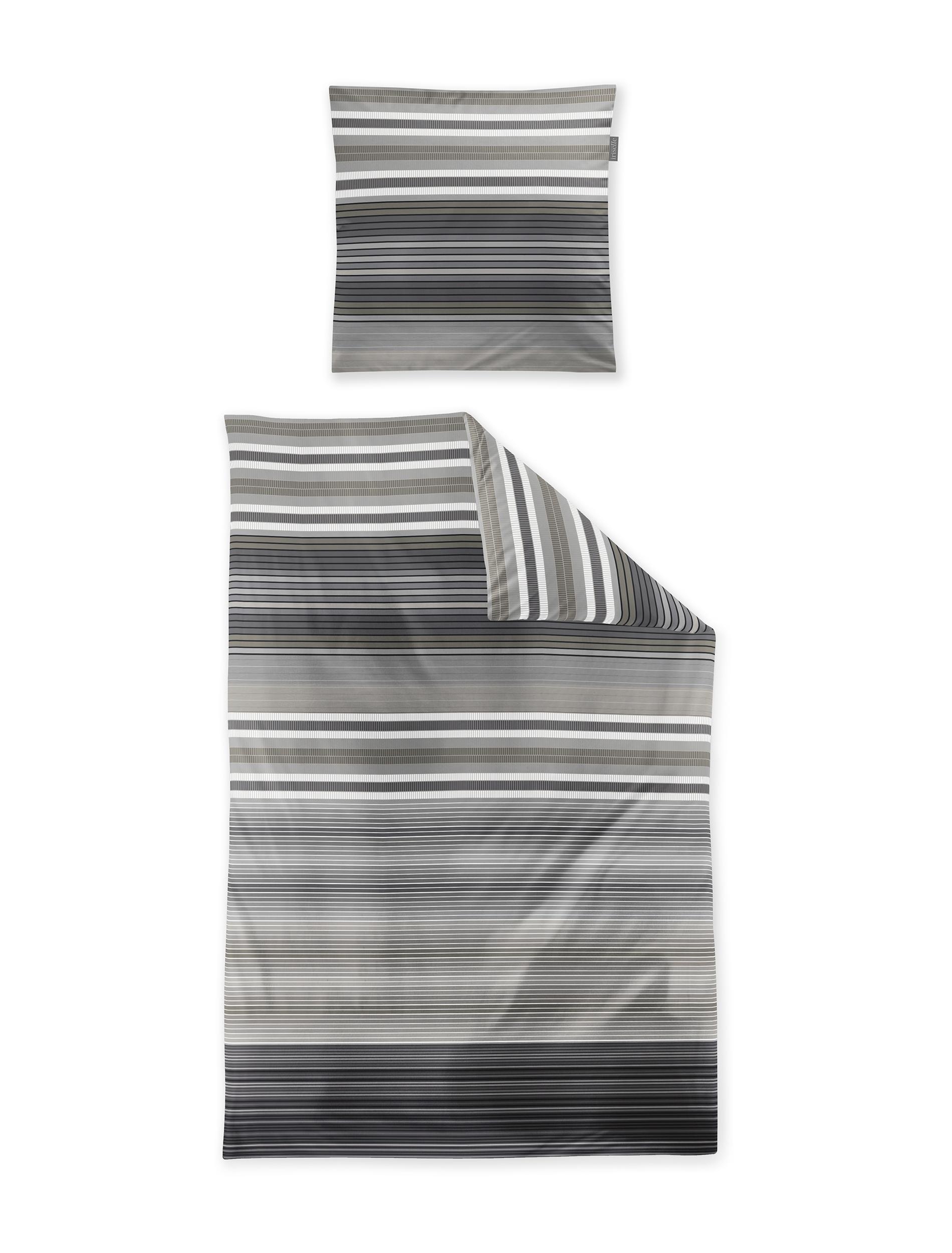 Irisette Mako-Satin Bettwäsche WAVE-J ca. 155x220cm in Farbe grau