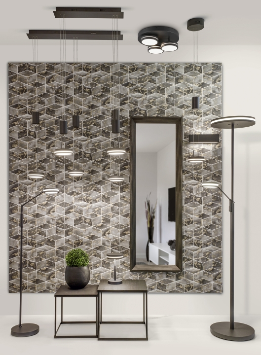 Trio LED-Wandleuchte CONCHA in anthrazit, Glas Acryl weiß
