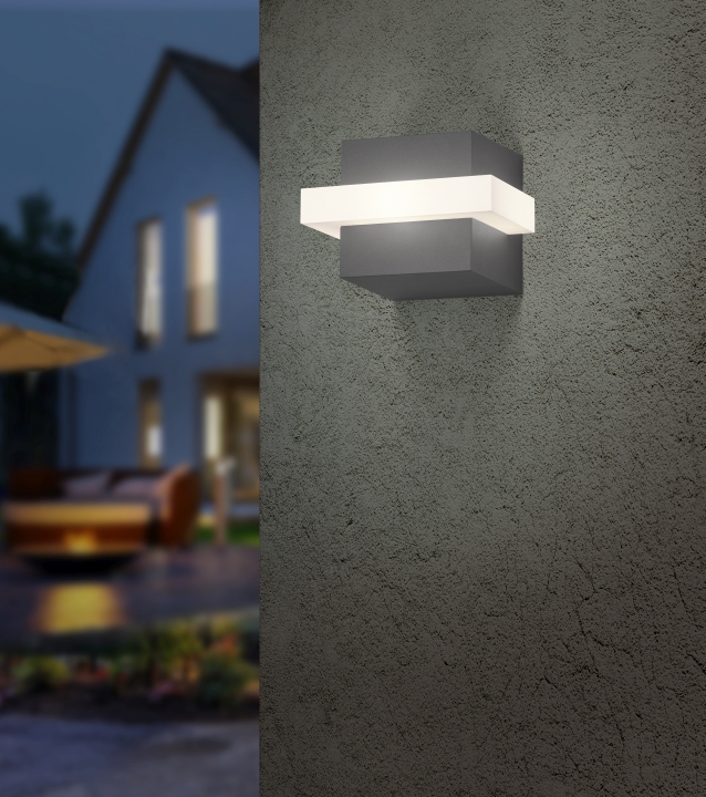 Trio LED-Wandleuchte MITCHELL in anthrazit, Glas Acryl weiß