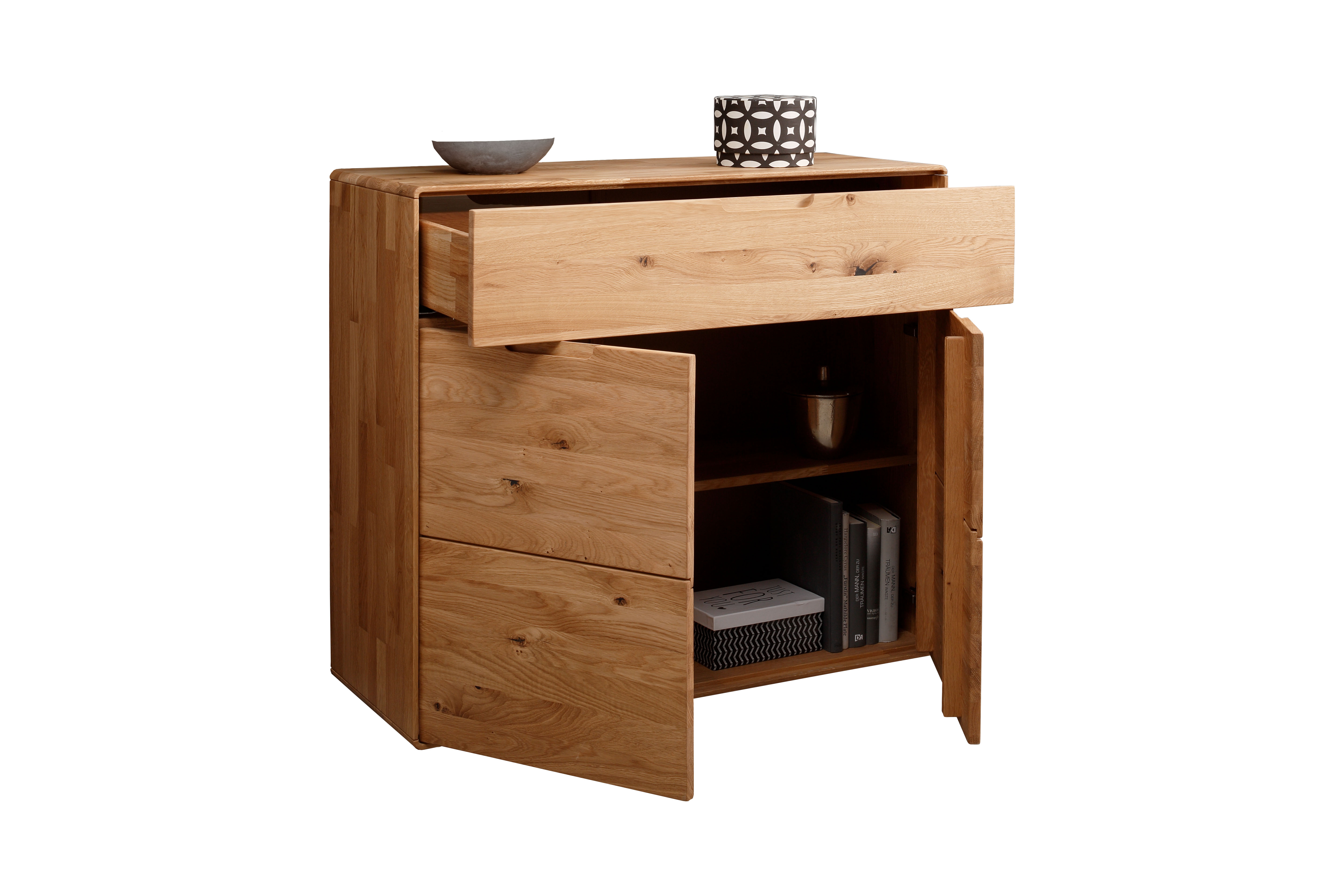 // Kommode II // Wildeiche massiv geölt // ca. B100 H91 T40 cm // mit Soft-Close Funktion // abgerundete Kanten, Kleiderschrank, Holzschrank, Schublade, Offenes Regal, Massivholz