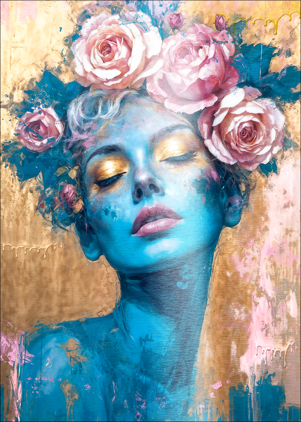 PRO ART Alu-Art 100x70cm Flowers On Blue Face II