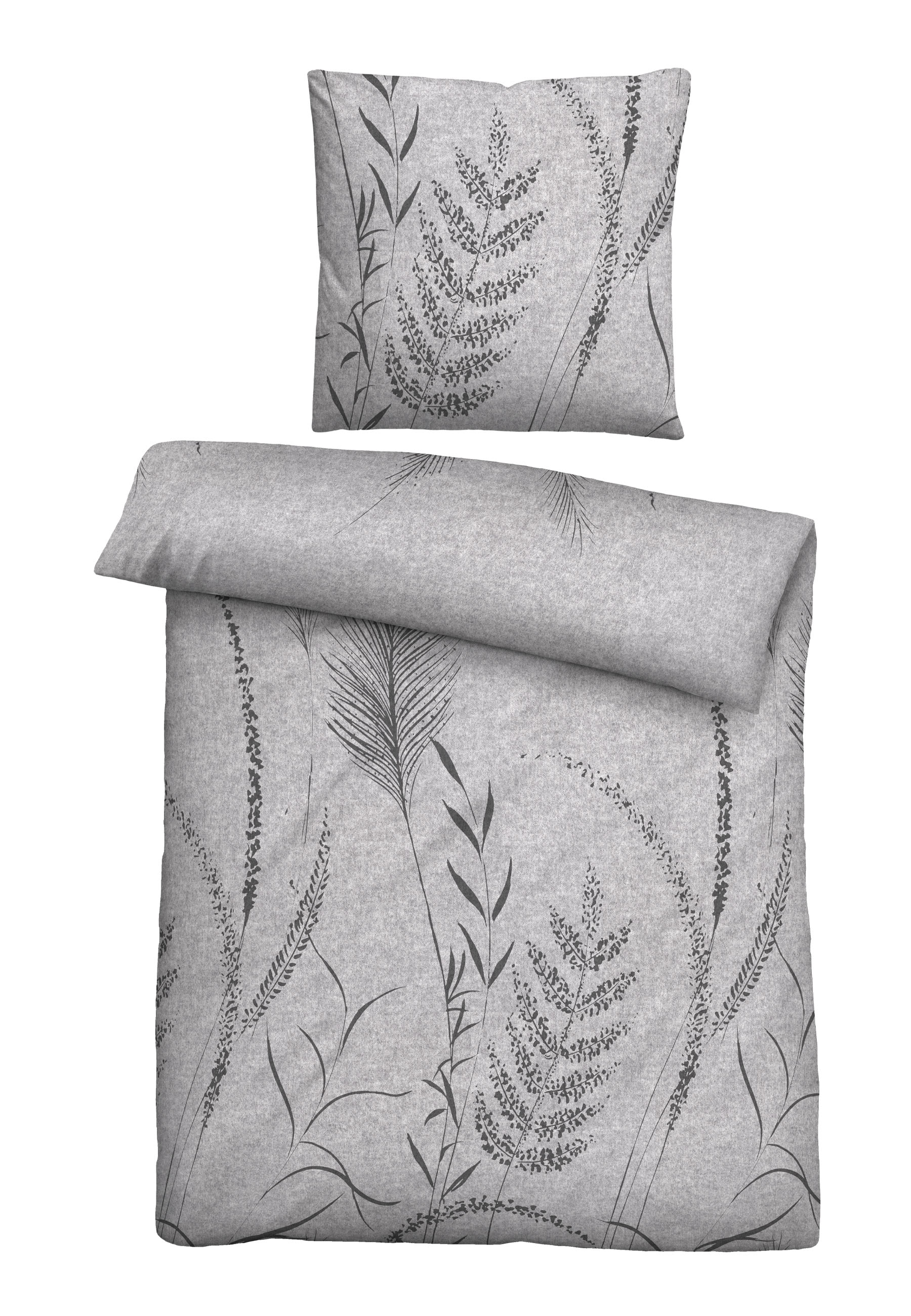 biberna Melange-Flanell-Bettwäsche ca. 155x220cm in Farbe Sturmgrau biberna Melange-Flanell-Bettwäsche ca. 155x220cm in Farbe Sturmgrau, Bettwäsche, Bettbezug, Kissenbezug, Wiesenmuster, Leinenoptik