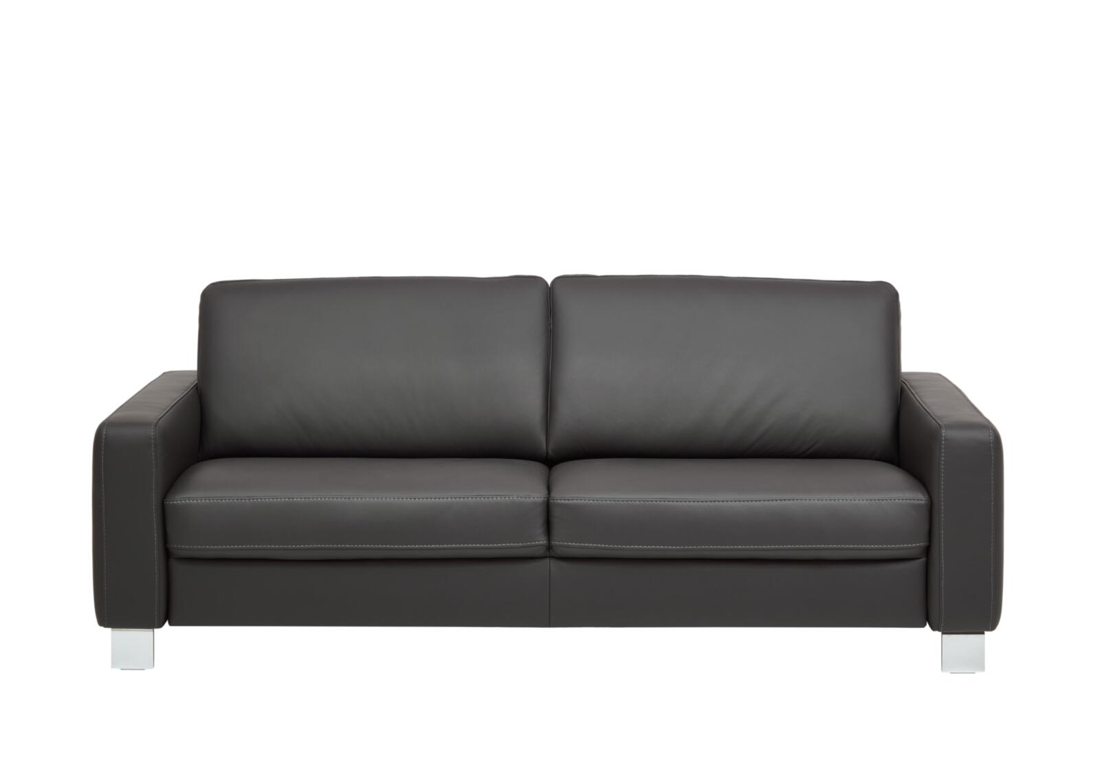 Hukla Sofa 3-sitzig VS-HU1064 Breite ca. 218cm in Leder Torro anthrazit, Couch, Mobiliar, Kissen, Dekoration für Zuhause