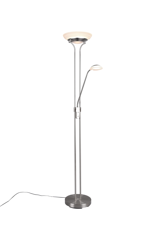 Reality Leuchten LED-Stehleuchte ORSON in Nickel matt, Glas alabasterfarbig