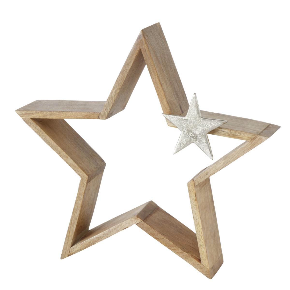 Boltze Dekoaufsteller Arbusta, Sternsymbol, Symbol, Kreuz, Holz