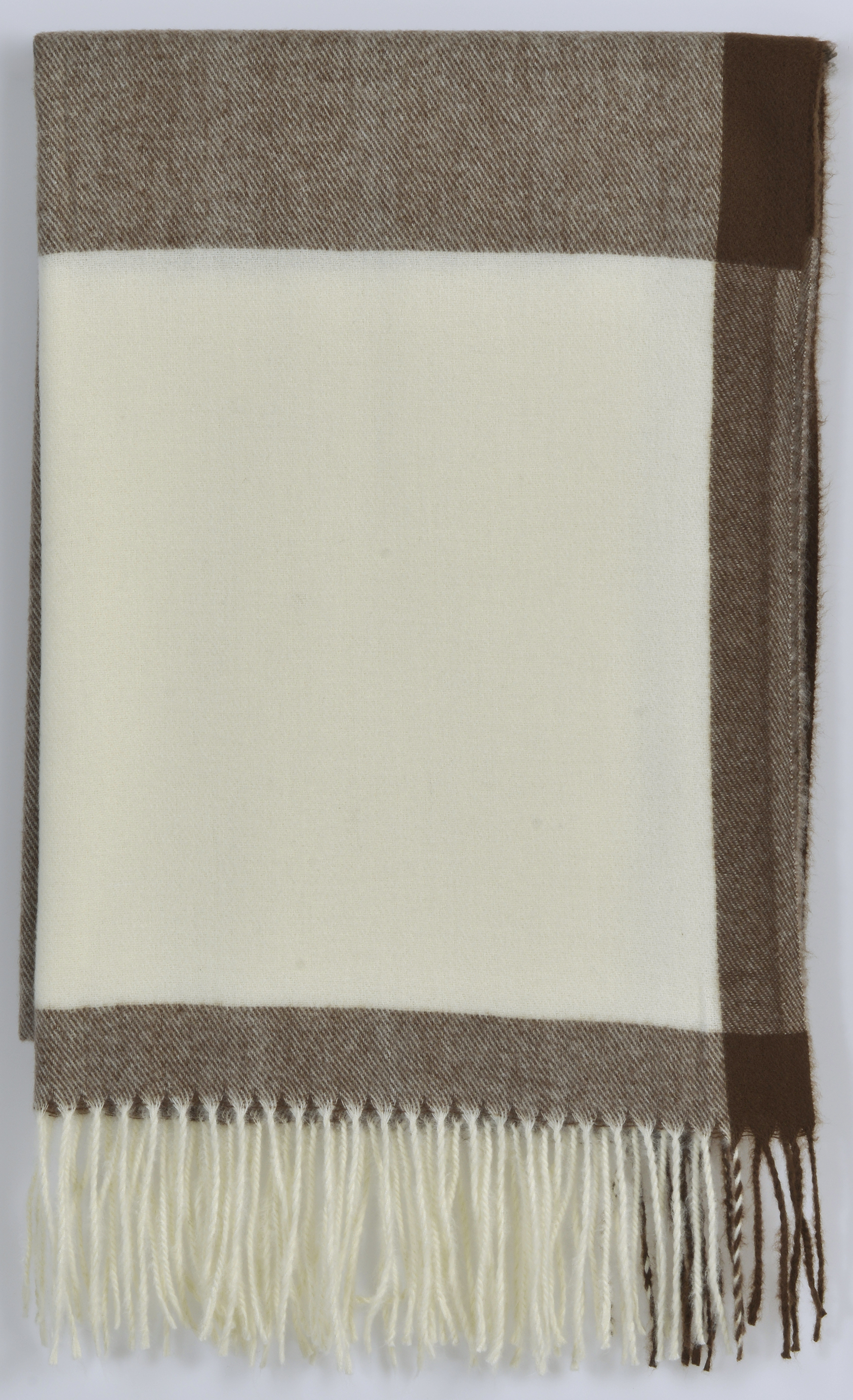 Sander Stola VERN ca. 70x190cm in Farbe coffee/light brown, Schal, Schal mit Fransen, Plaid, Wolle, Fransen