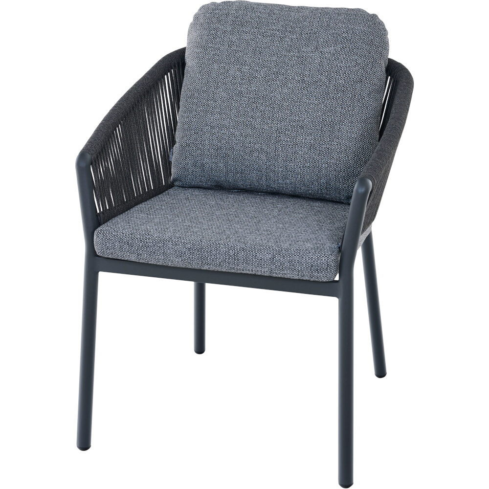 Stapelsessel MERANO in Farbe Aluminium anthrazit/Kissen aus Polyester, 350 g/m² in silber grau