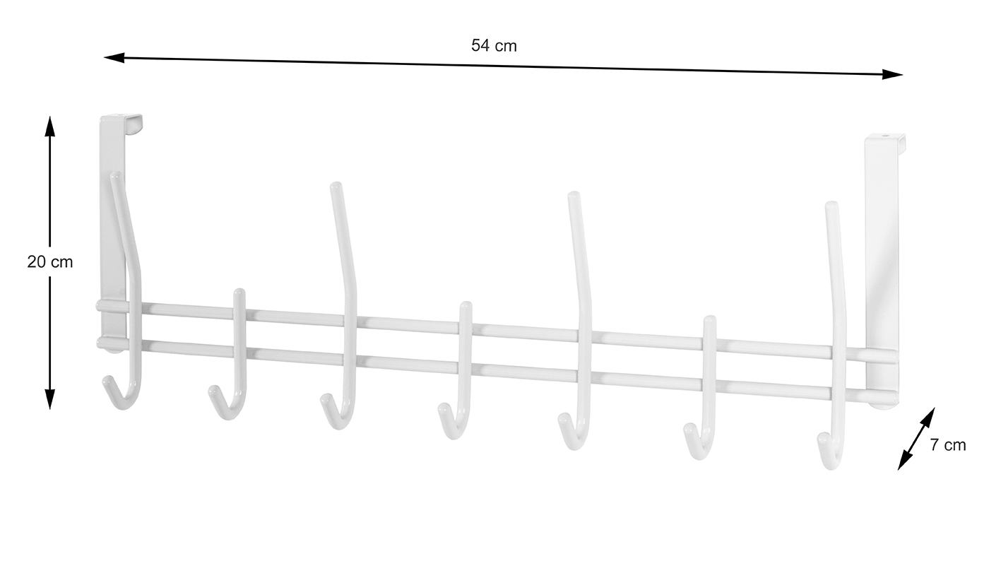 Türgarderobenleiste in Weiß, hakenleiste, wandhaken, stabiler garderobenhaken, metallhaken, länge54cm, Garderobenhaken, Wandhaken, Metallhaken, Kleiderhaken, 6-Haken