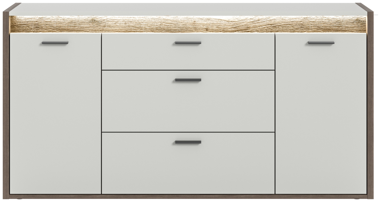 Xonox Home Sideboard FALCONA in Front/Korpus hellgrau / Absetzung Nox Oak dunkel Nachbildung