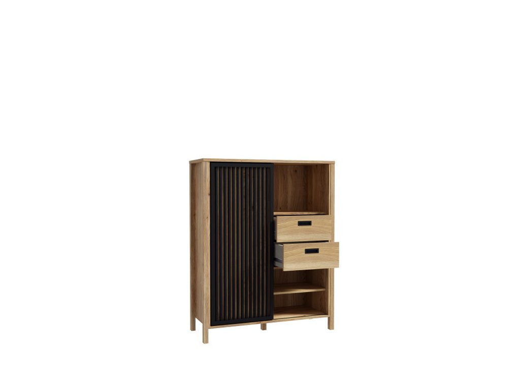 Forte Möbel Highboard JYTANA in Mauvella oak/Mauvella oak schwarz
