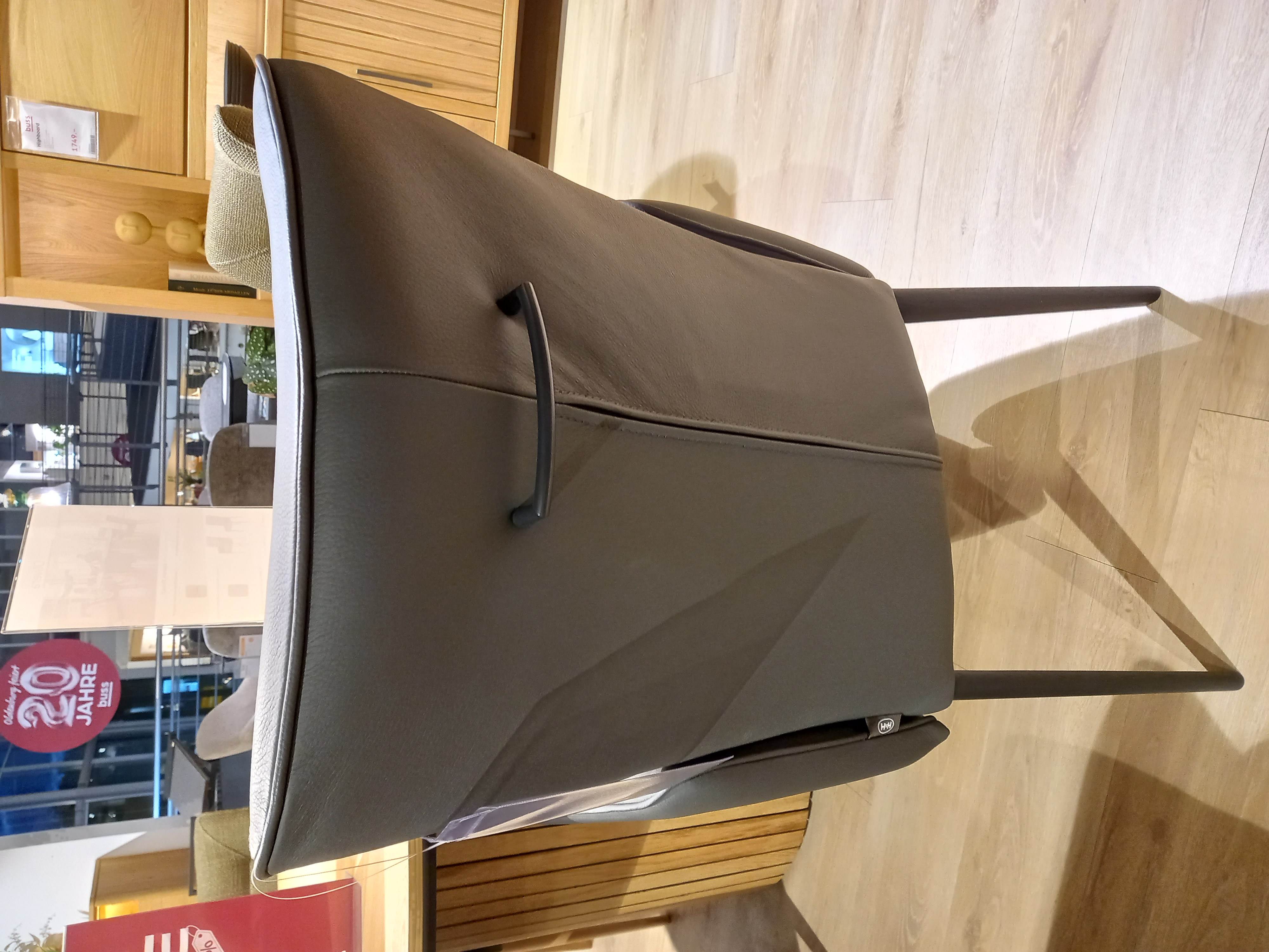 Henders & Hazel Armlehnstuhl 2er-Set OLIVERA in Leder Catania anthrazit PG20, Sperrholz, Holz, Mobiliar, Stuhl, Hartholz