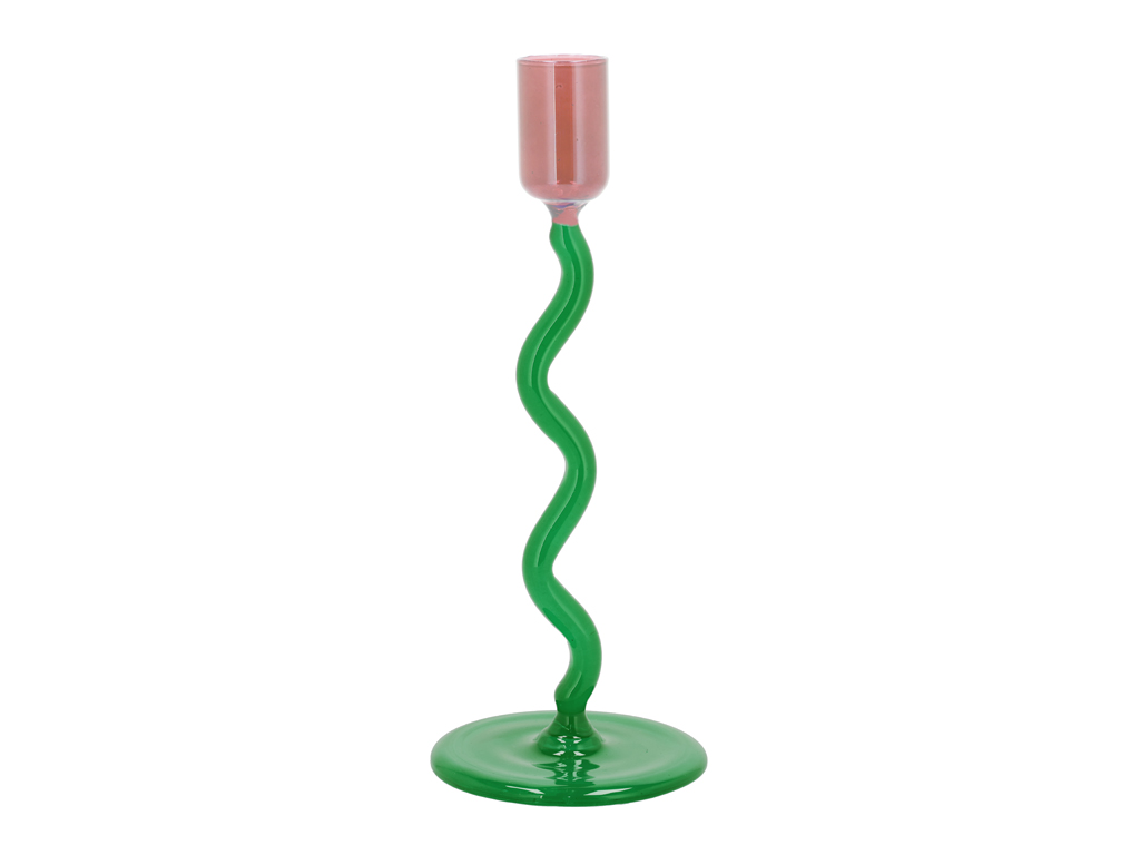 Villa Collection Glaskerzenhalter 8,5 cm in Farbe grün/rosa