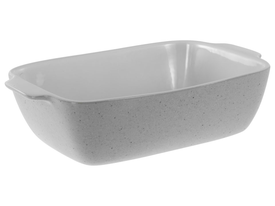 CreaTable Auflaufform Big in Farbe Grau glänzend, Auflaufform, Backform, Kuchenform, Ceramic, Grauweiß