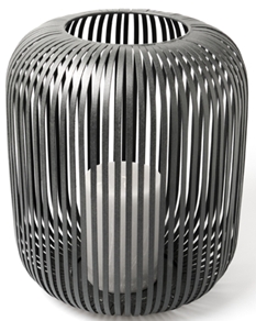 Laterne M, LIG ca.B30 H35 cm  in black 900, Zierkürbis, Metall, Spiralmuster, Lampenhalter, Kunststoffkern