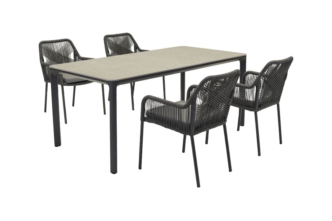 L.C. Wholesaler Armlehnstuhl STILO in Farbe Rope dunkelgrau, Esstisch, Mobiliar, Tabelle, Stuhl, Esszimmer