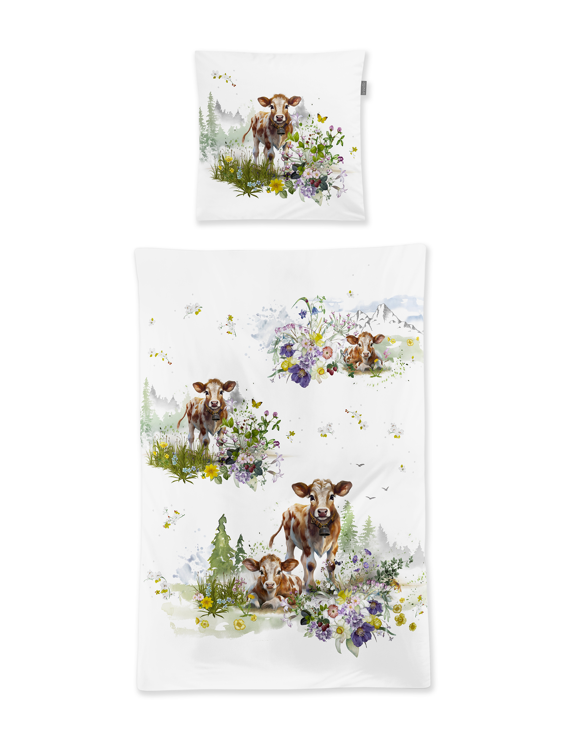 irisette Mako-Satin Bettwäsche WAVE in Farbe ca. 135x200cm, Kunst, Porzellan, Töpferei, Kuh, Dekoration für Zuhause