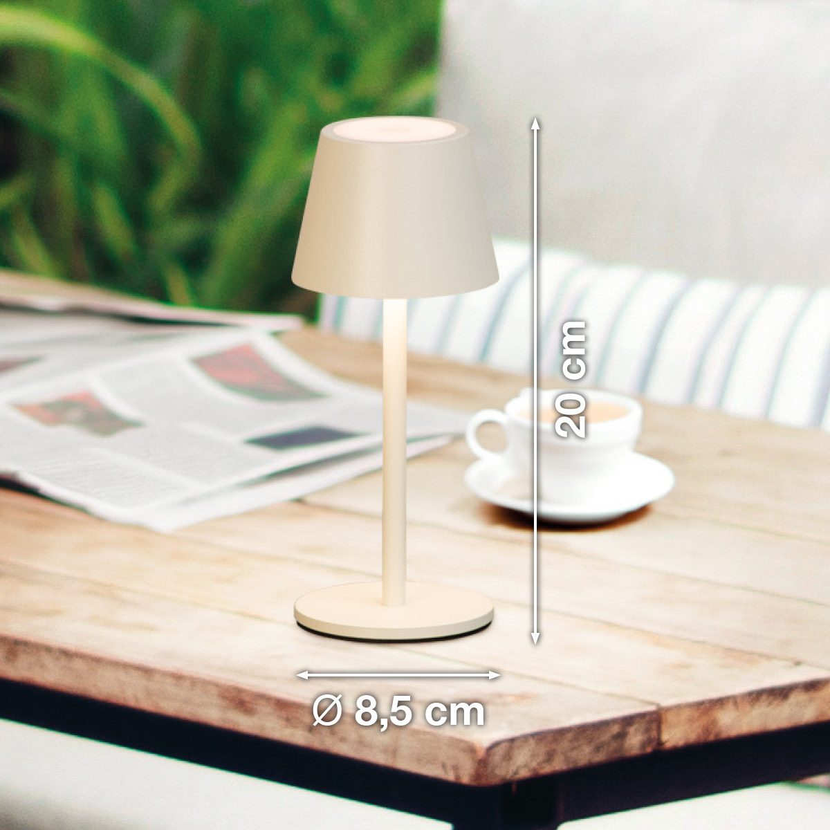 FH Lighting LED-Tischleuchte SALERNO in Metall sandbeige, Tischlampe, Stehlampe, Beleuchtung, Lampenfuß, Metallgehäuse