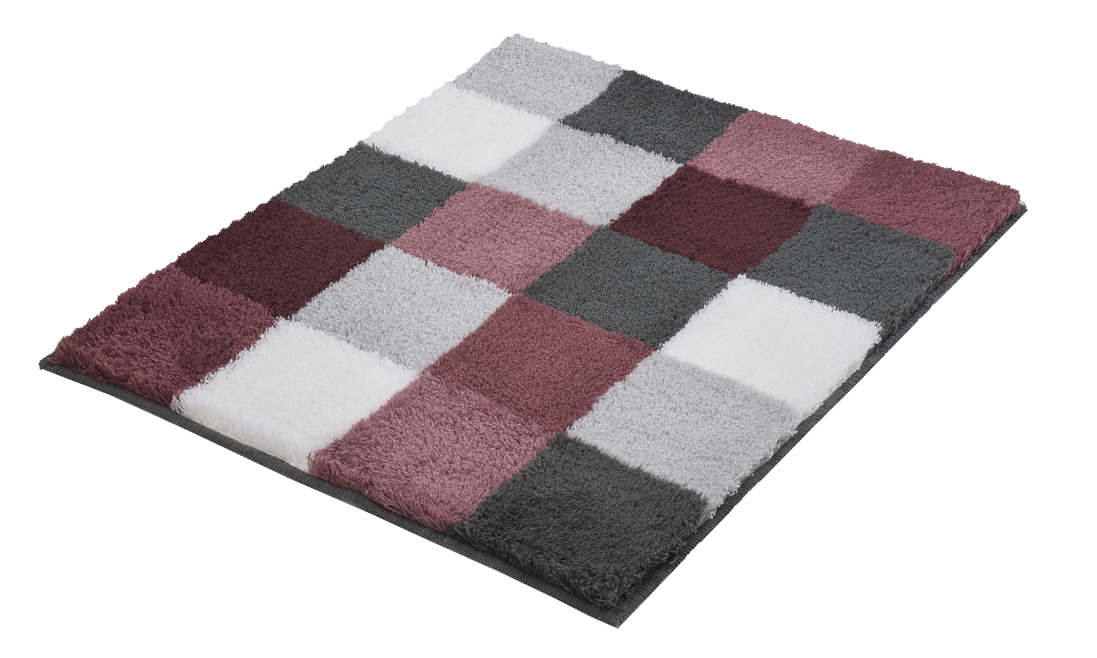 Kleine Wolke Badteppich CARO ca. 55x65cm in Farbe Old Rose, Teppich, Flauschig, Schachbrettmuster, Mehrfarbig, Ruhebereich