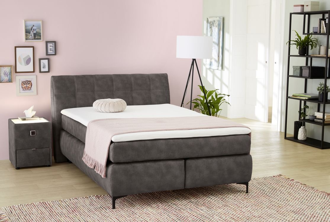 Jockenhöfer Boxspringbett Gitta in grau ca. 140 x 200 cm