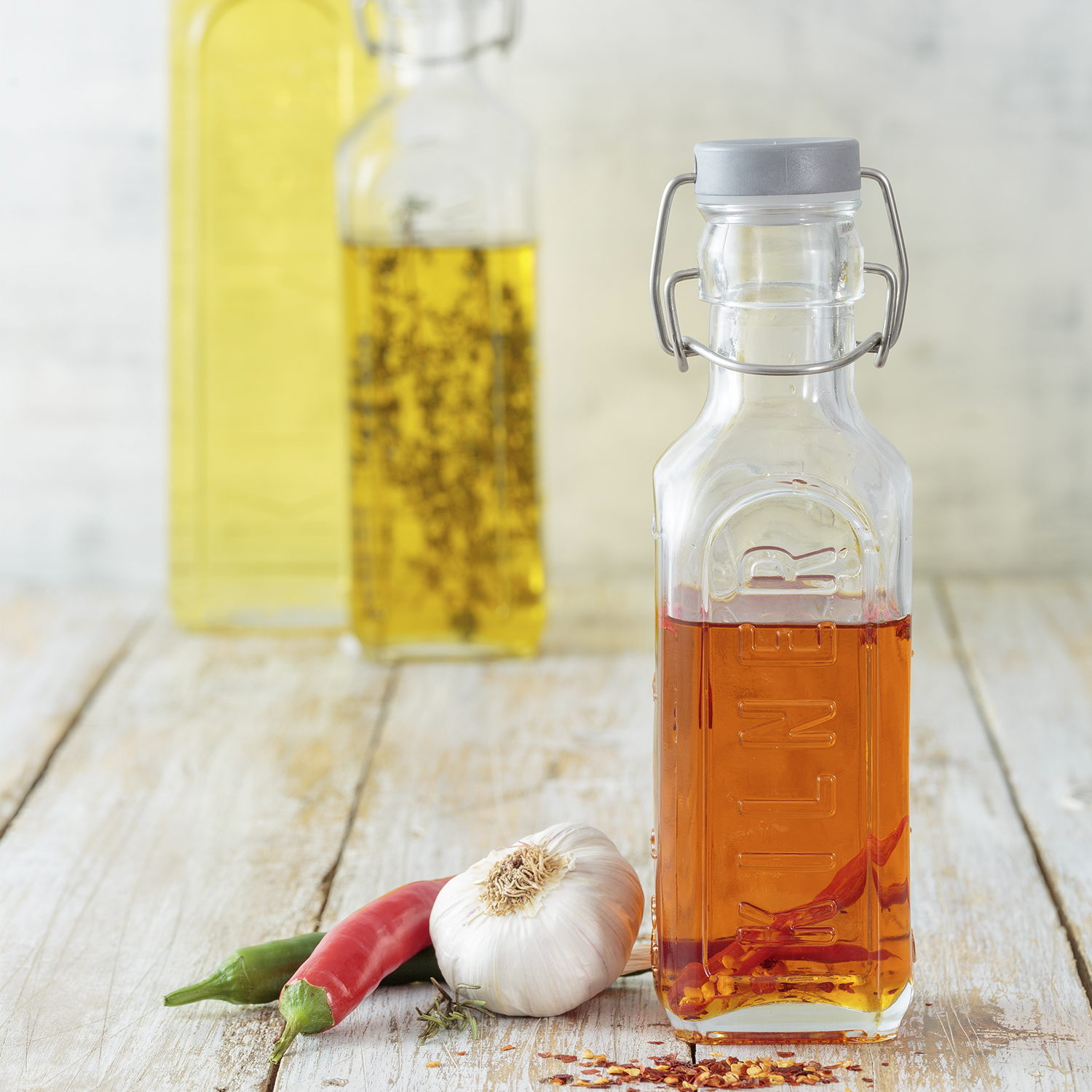 Profino Glasflasche mit Bügelverschluß, eckig, 300 ml