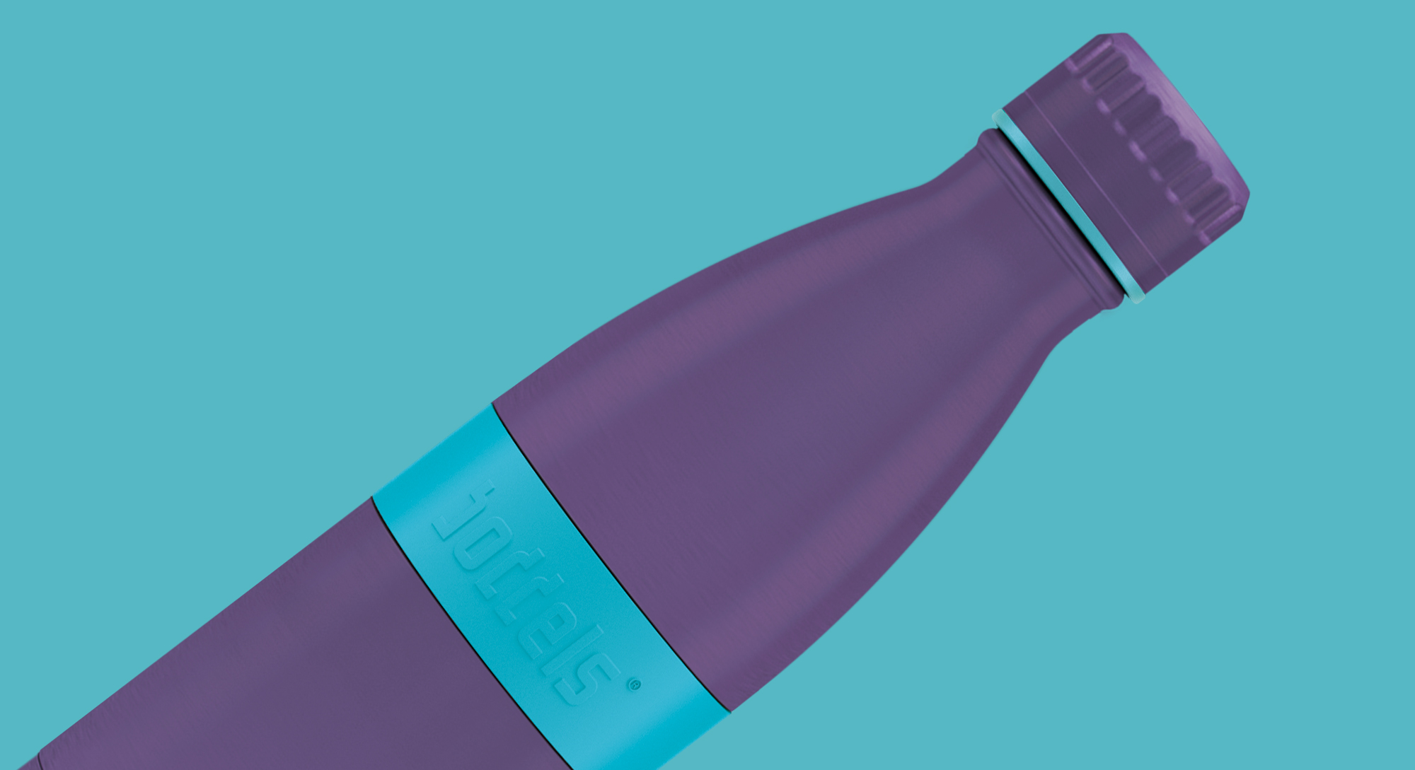 boddels Trinkflasche Twee 500ml in Türkisblau/Lila