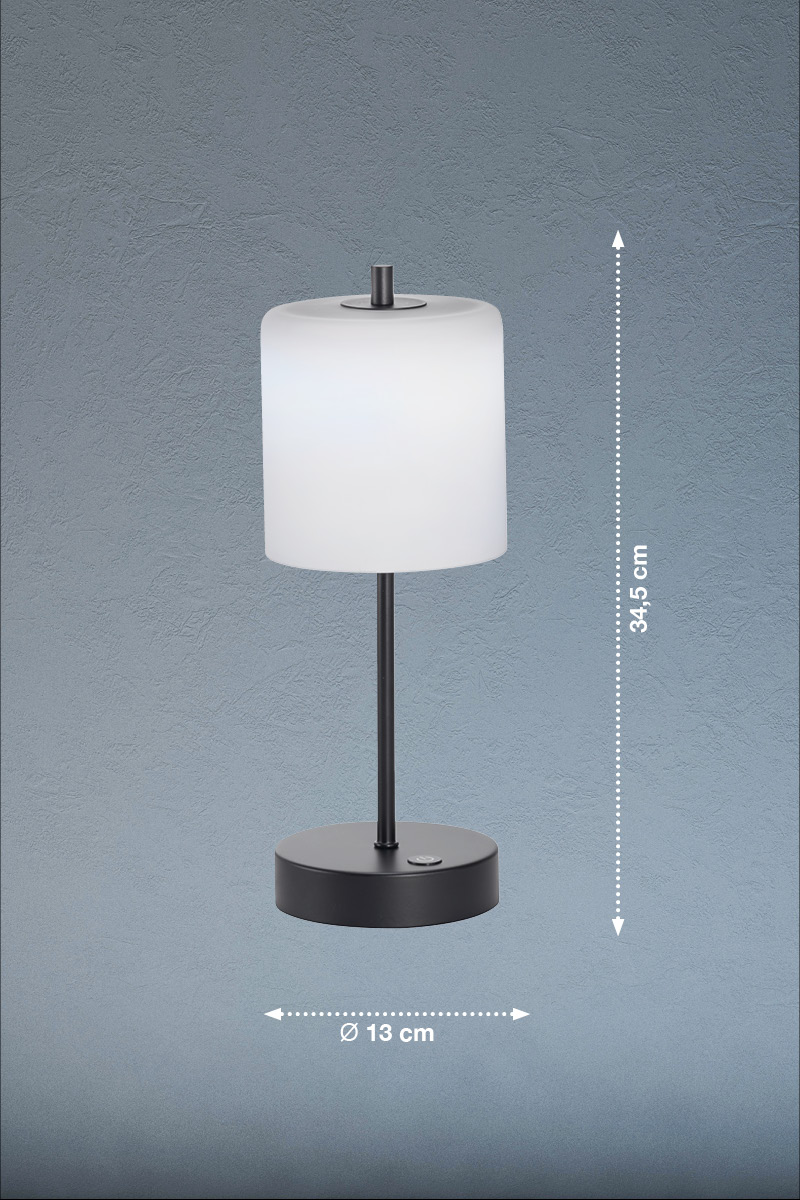 FH Lighting LED-Tischleuchte RIVA in Metall sandschwarz, Glas opal FH Lighting LED-Tischleuchte RIVA in Metall sandschwarz, Glas opal