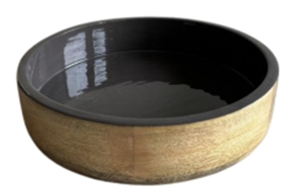 Fynch-Hatton Holzschüssel SINGA in Farbe truffle, Schale, Keramik, Holzlook, Schüssel, Durchmesser klein