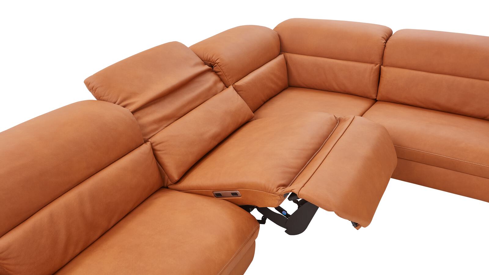 Comfortmaster Rundecke SPEKTRA ca. 304x255cm in Leder Lonlife Rustika honig