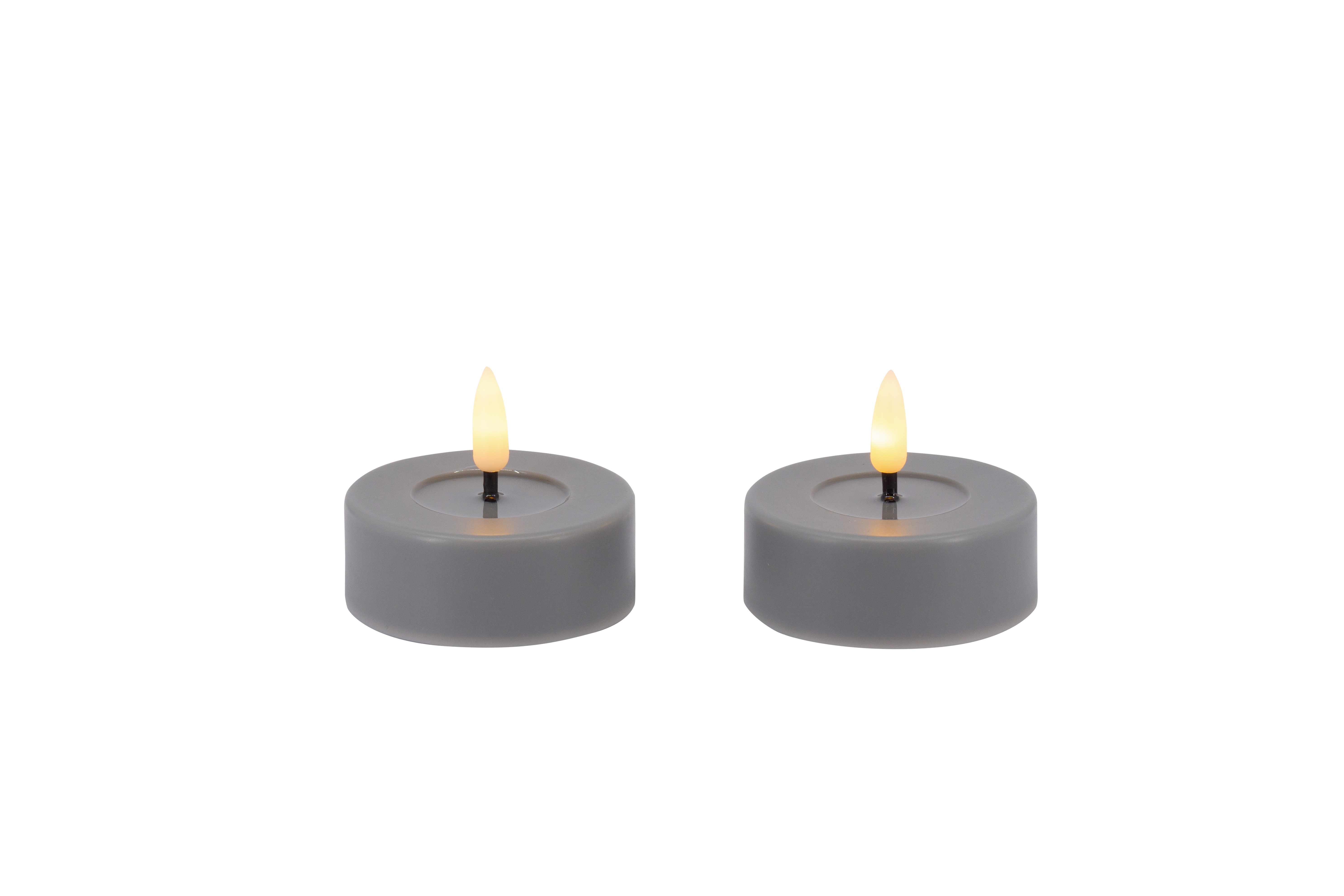 L.C. Wholesaler LED-Teelicht 2er-Set BASIC ca. Ø 6,8, H 3cm in Kunststoff grey 6.8x3cm