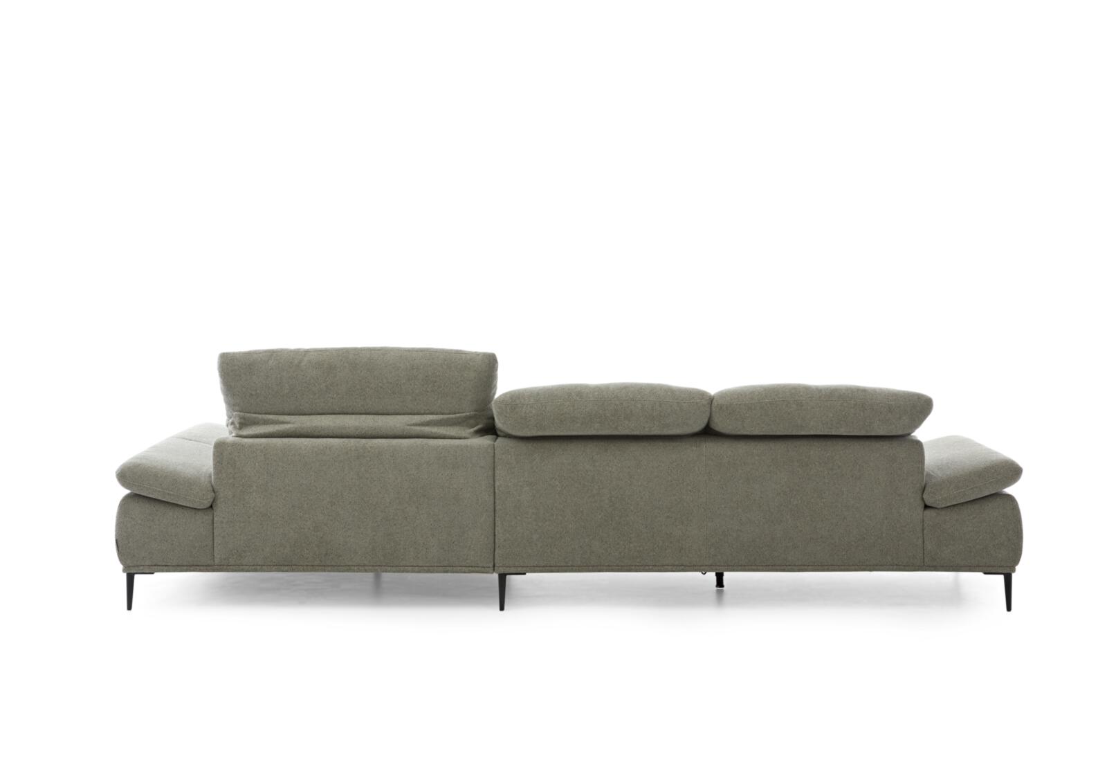 W. Schillig Polstereckgruppe TAVAROO in Stoff uni thyme, Wohnzimmersofa, Ecksofa, Beige/grünliche Stofffarbe, Gepolsterte Rückenlehnen, Metallbeine