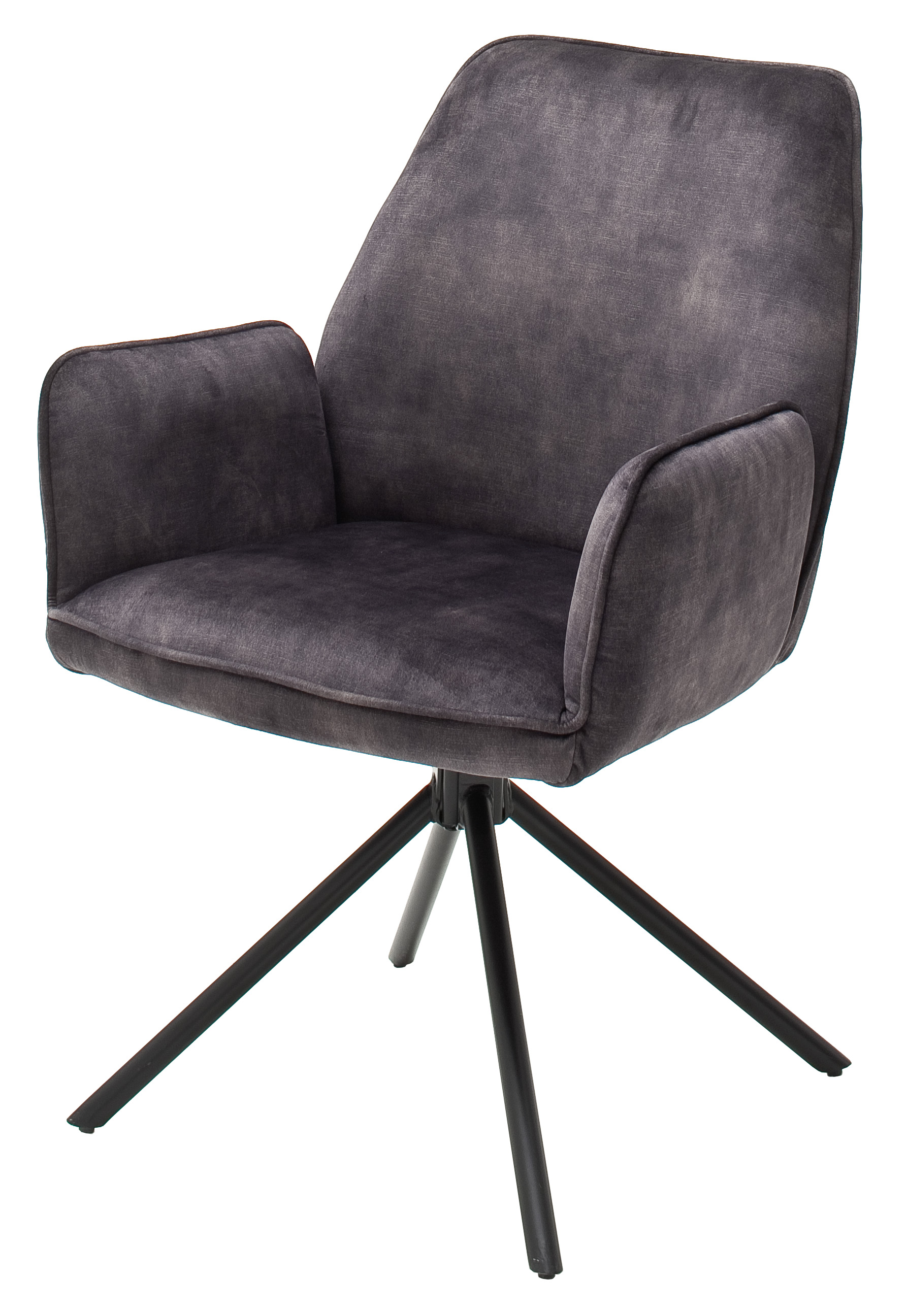 Armlehnstuhl OTTAWA 4 ca. B43 H50 T44 cm in Vintage Velouroptik grau/braun, Moebel, Stuhl, Sessel