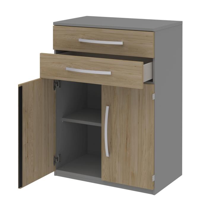Aktenelement 019 TECHNO BY RB in Mehrfarbig Röhr-Bush Aktenelement TECHNO 019 in mittelgrau / Front Hickory Eiche Nachbildung