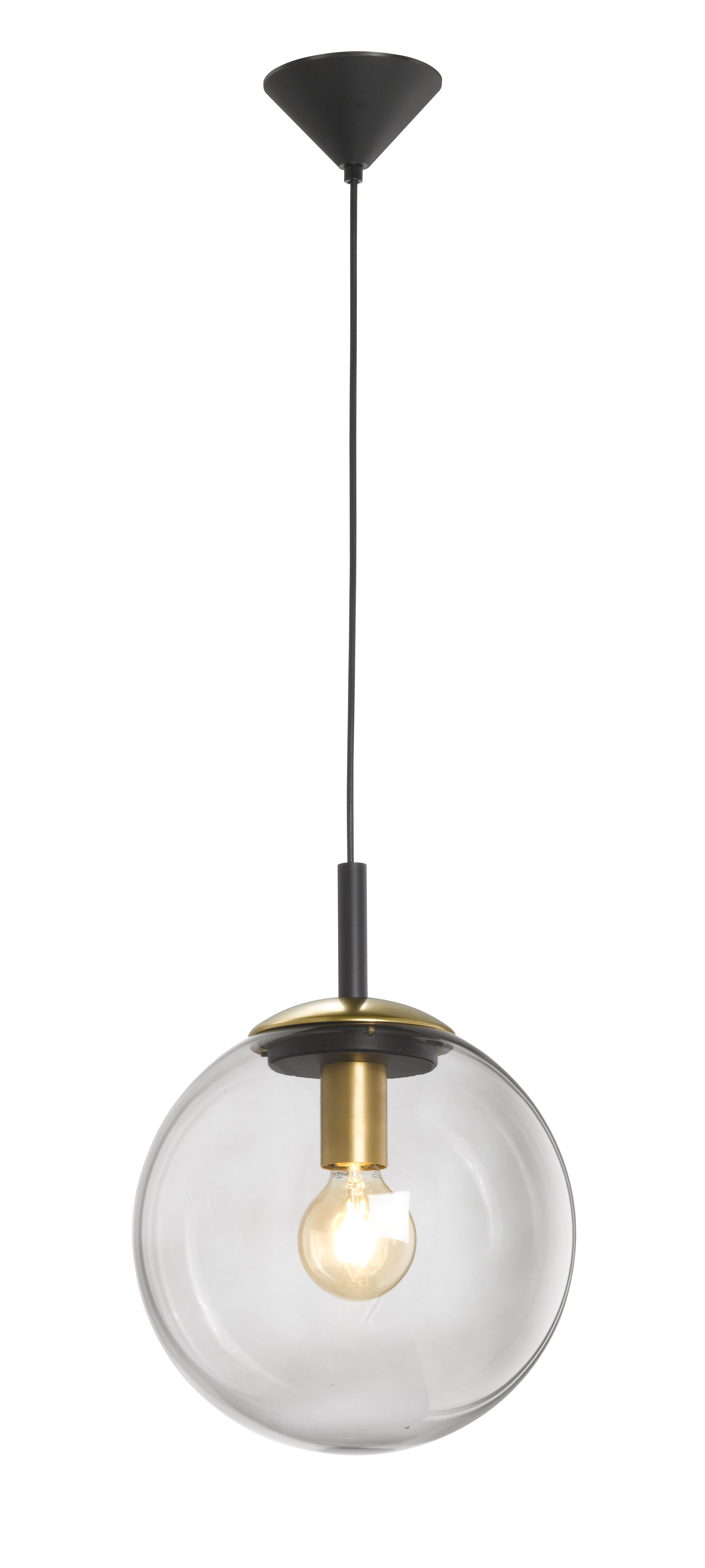 Fischer & Honsel Pendelleuchte DINI in Kunststoff schwarz matt/Glas rauchfarbig transparent