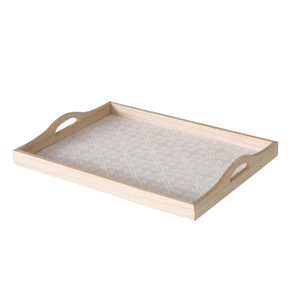 Boltze Tablett Mael 30cm MAEL in Pappel beige, natur, weiß