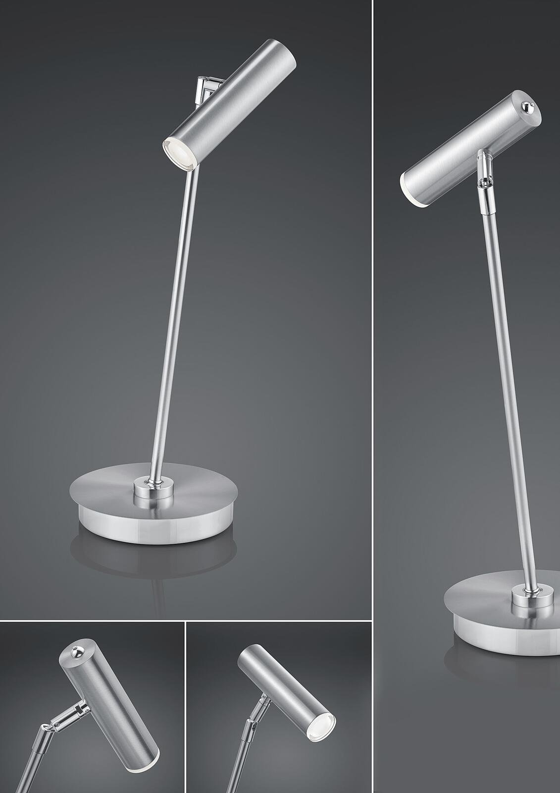 B-Leuchten LED-Tischleuchte in Nickel matt mit Chrom abgesetzt