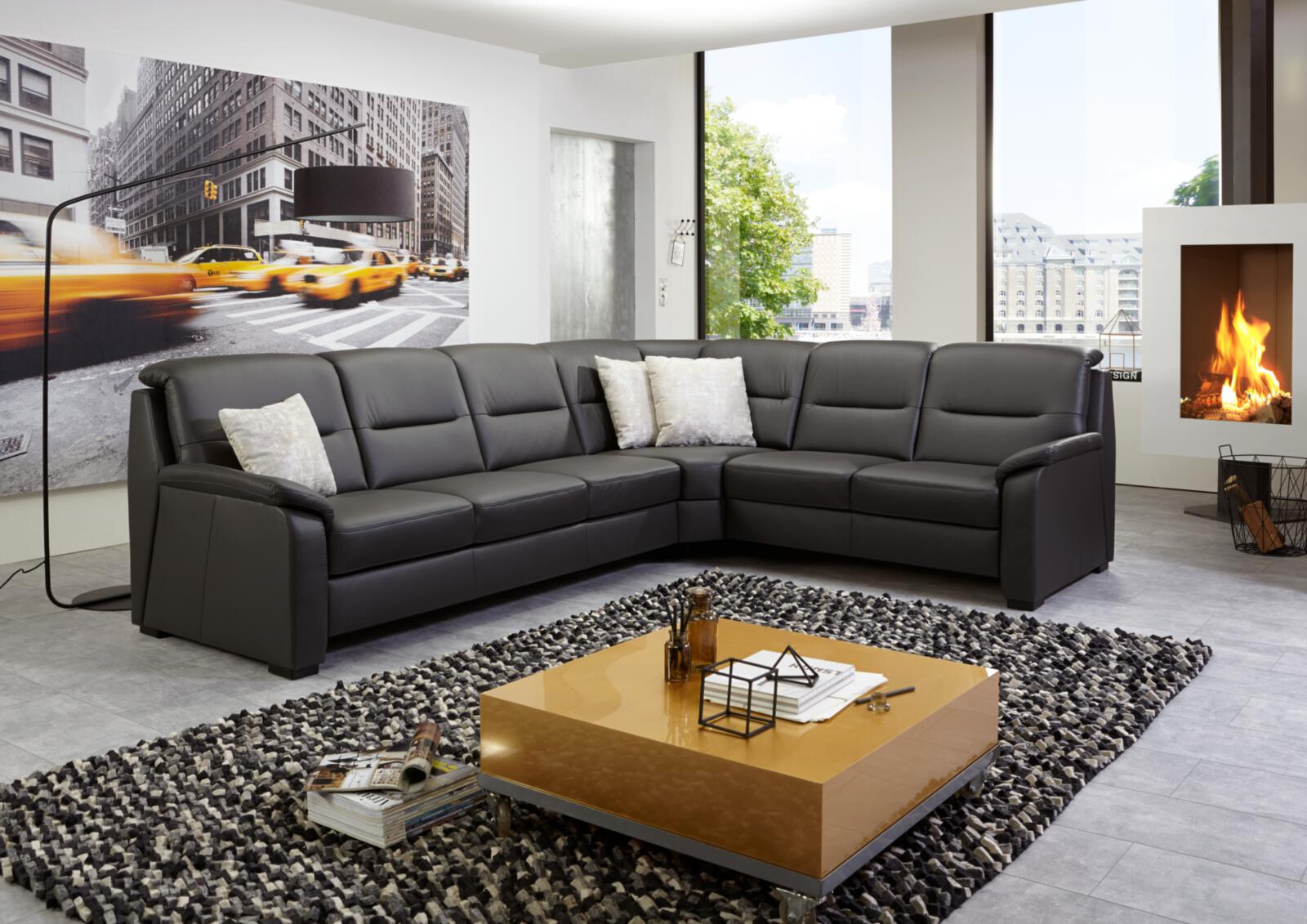 Modulmaster Rundecke MM-PN1009 ca. 303x245cm in Leder Torro anthrazit, Dekoration für Zuhause, Kaffeetisch, Tabelle, Couch, Wohnzimmer