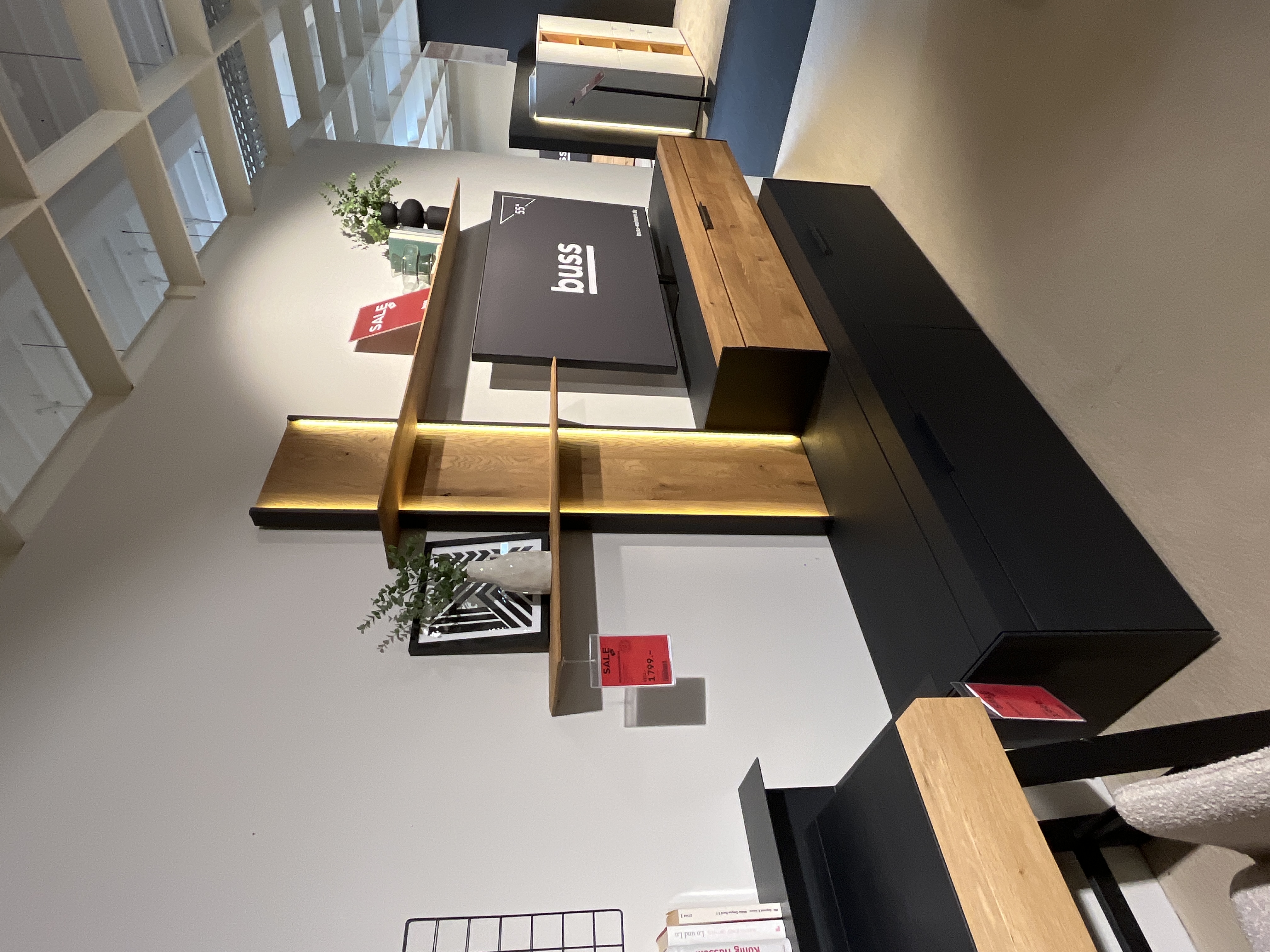 SCHÖNER WOHNEN-Kollektion Wohnkombination ca. B300 H205 T49 cm in Kerneiche Umato gebürstet, wohnzimmer-setup, sideboard, holzregal, schrank, möbel-decor