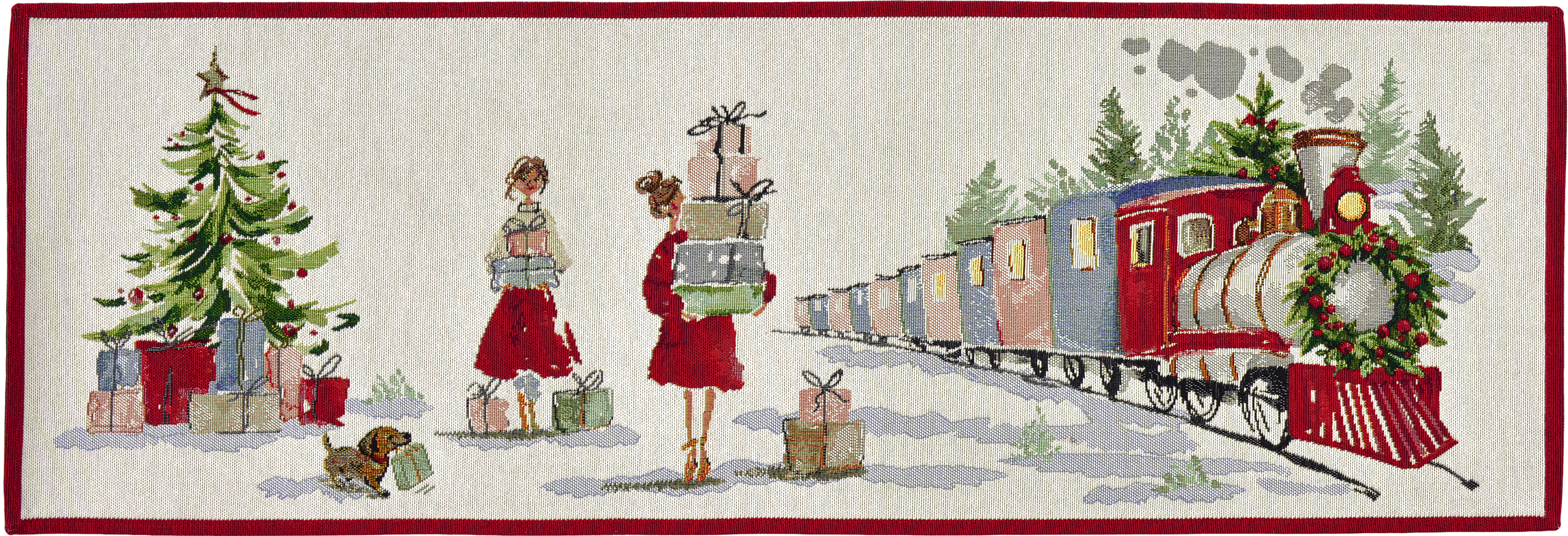 Sander Tischläufer XMAS EXPRESS ca. 32x96cm in Farbe original Sander Tischläufer XMAS EXPRESS ca. 32x96cm in Farbe original, Weihnachtsdeko, Schlittenzug, Geschenkpakete, Tannenzweige, Winterlandschaft