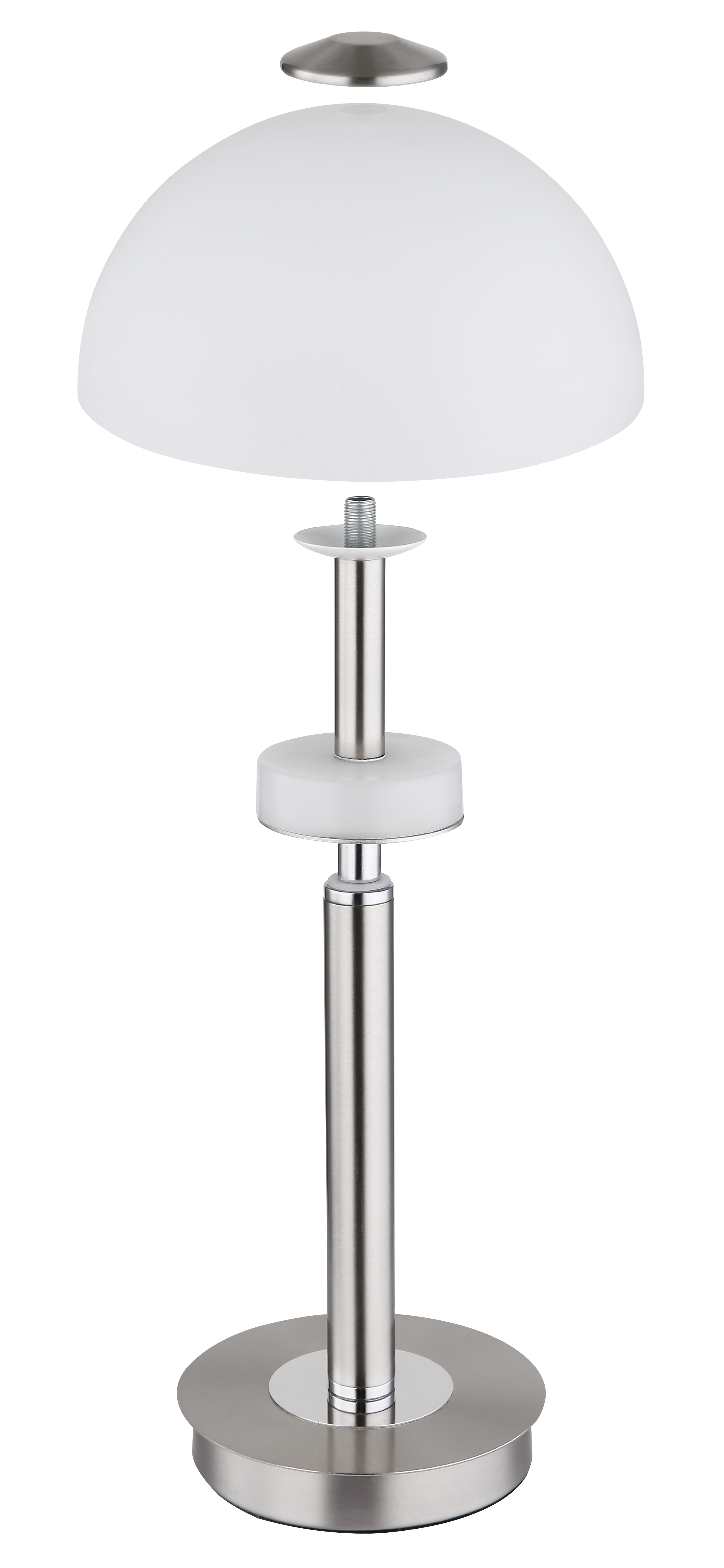 Globo Tischleuchte in Metall Nickel matt Glas opal Globo Tischleuchte in Metall Nickel matt Glas opal