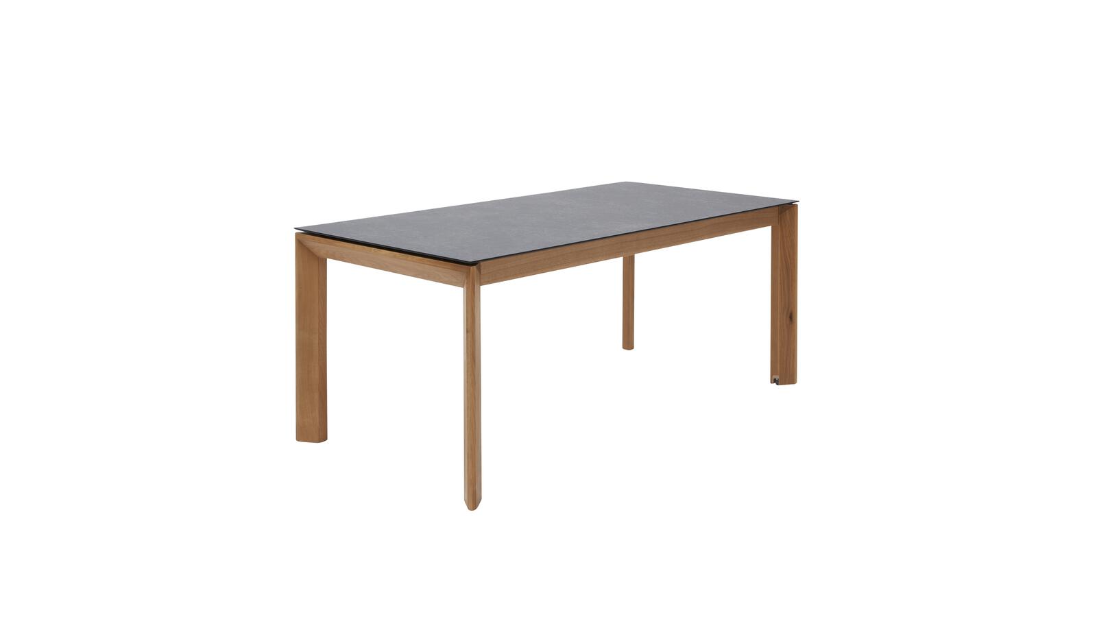 Interliving Esstisch IL5102 ca. 140(240)x90cm mit Platte HPL Deton-Design/Gestell Wildeiche massiv