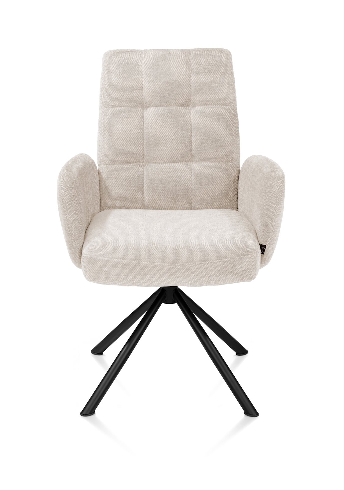 // Stoff Livigno creme // Gestell schwarz, drehbar // mit Griff // ca. B61 H93 T67 cm // Taschenfederung, Sessel, Stuhl, Beige, Bezugsgarnitur, Metallbeine