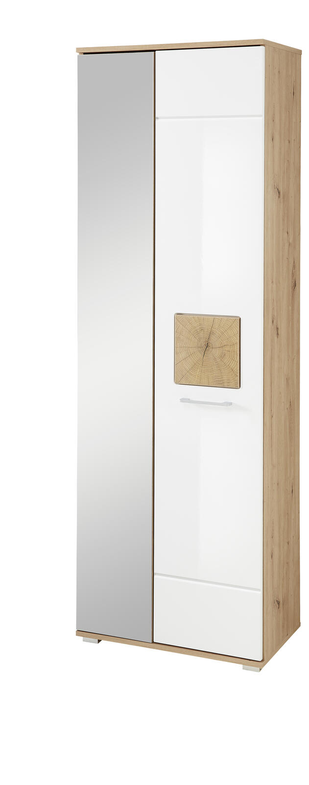 Garderobenschrank FUN B/H/T ca. 65/195/38 cm in Weiß Innostyle Garderobenschrank Fun in weiß Hochglanz MDF/Absatz Hirnholz