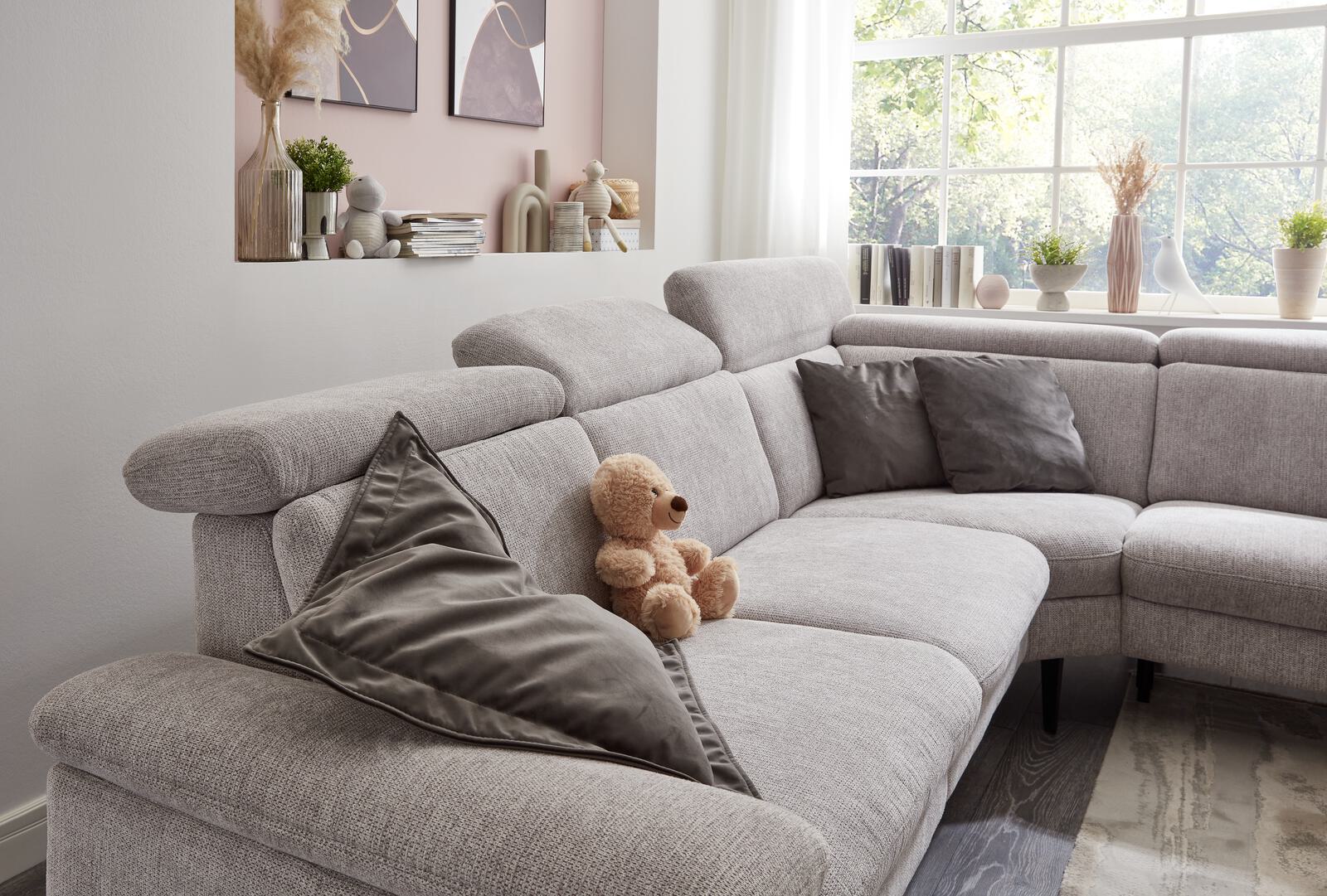 Polsteria Polstereckgruppe RELAXA TREND 1.0 ca. 298x252cm in Stoff Orlean silber