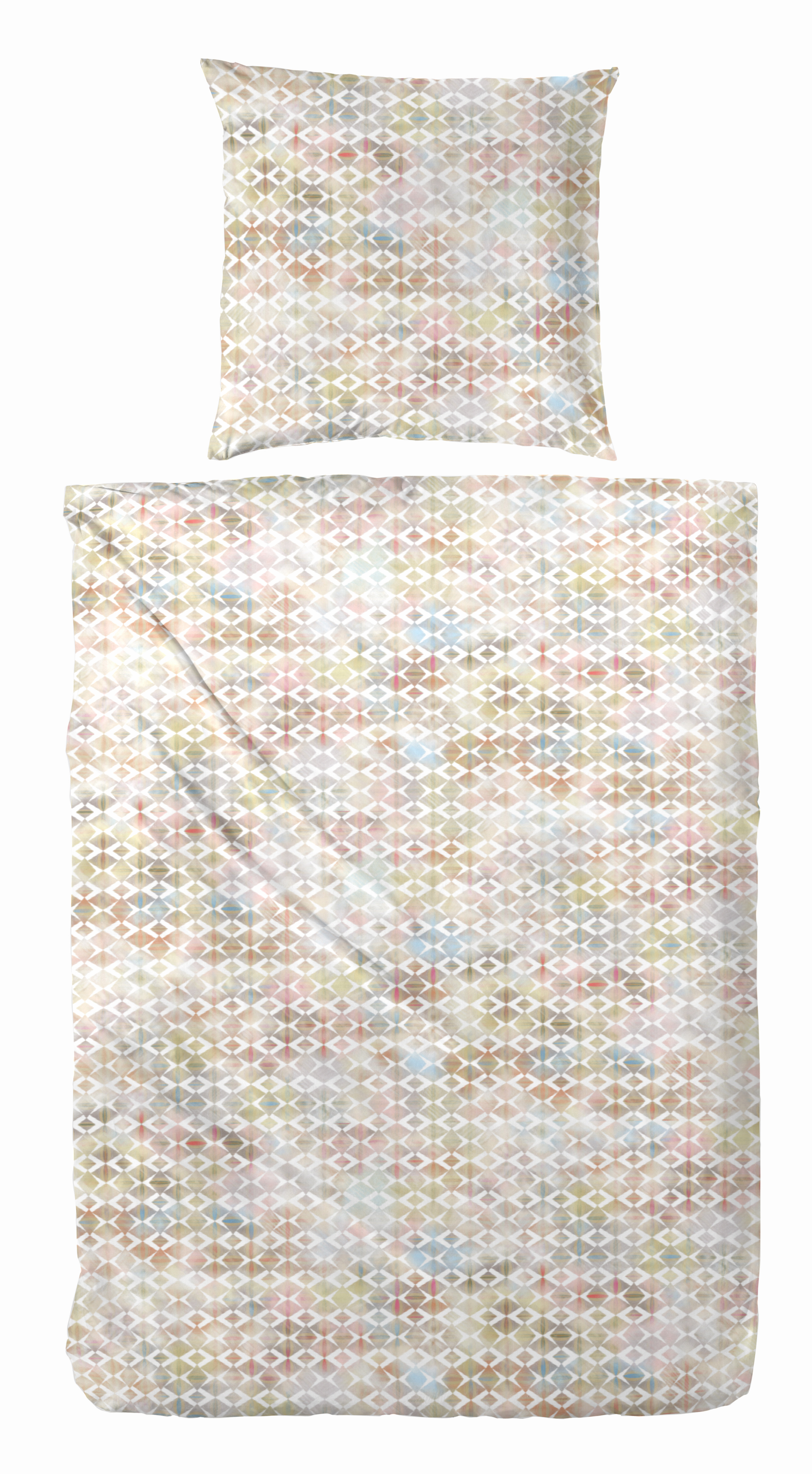 Hahn Haustextilien Perkal-Bettwäsche 155x220cm ca. 155x220cm, Kopfkissen ca. 80x80cm in Farbe Mehrfarbig/weiß