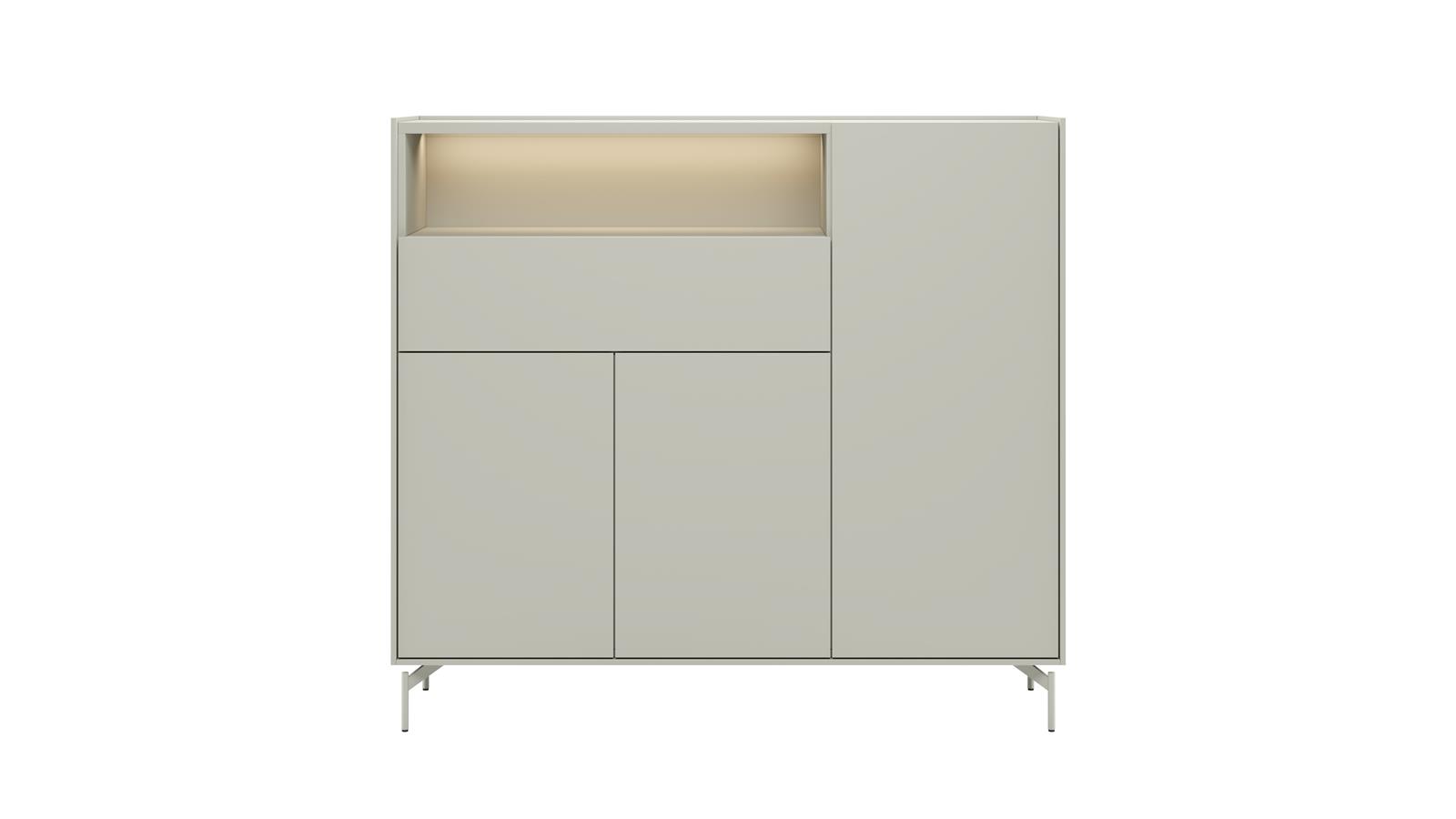 XOOON Highboard NOON ca. B148 H135 T42 cm in silk grey
